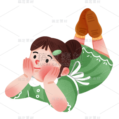 手绘风-人物插画贴纸-女孩