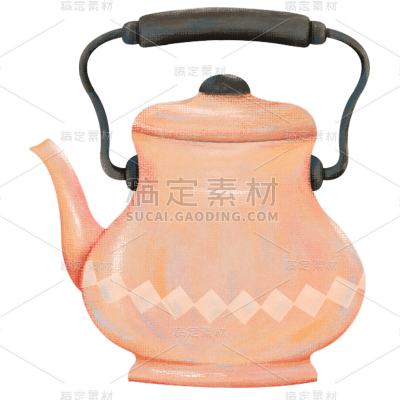 复古风-手绘生活用品贴纸-水壶