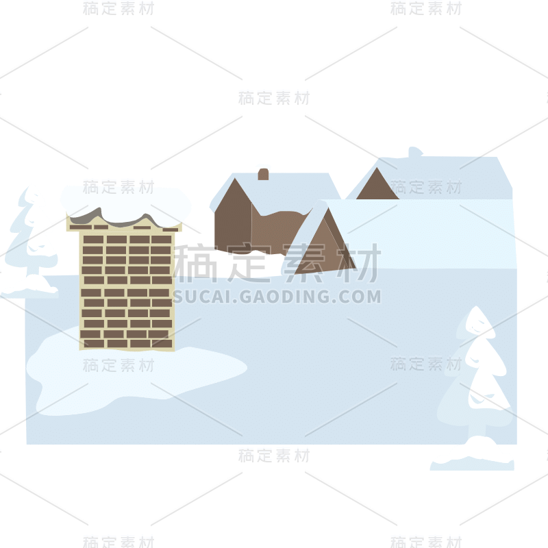 手绘-冬天元素-雪景