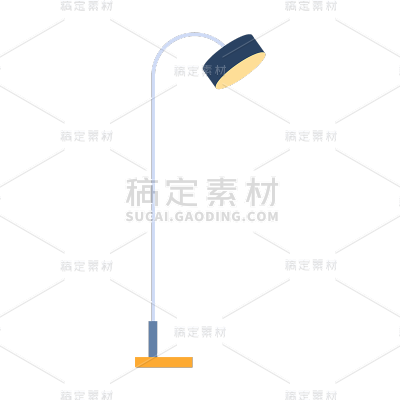 高质量插画-扁平肌理复古-落地灯