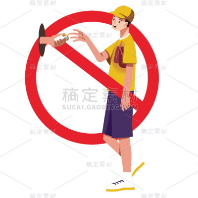 手绘-世界无烟日卡通人物贴纸7
