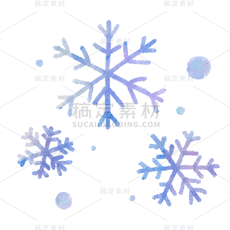 手绘-水彩天气元素贴纸-雪花