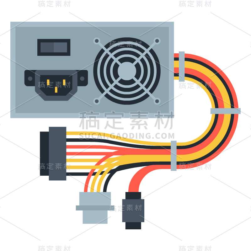 手绘-扁平电脑配件贴纸svg-散热器