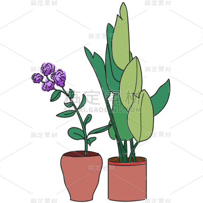 扁平-家居绿植贴纸4