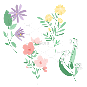 手绘水彩植物花卉元素7