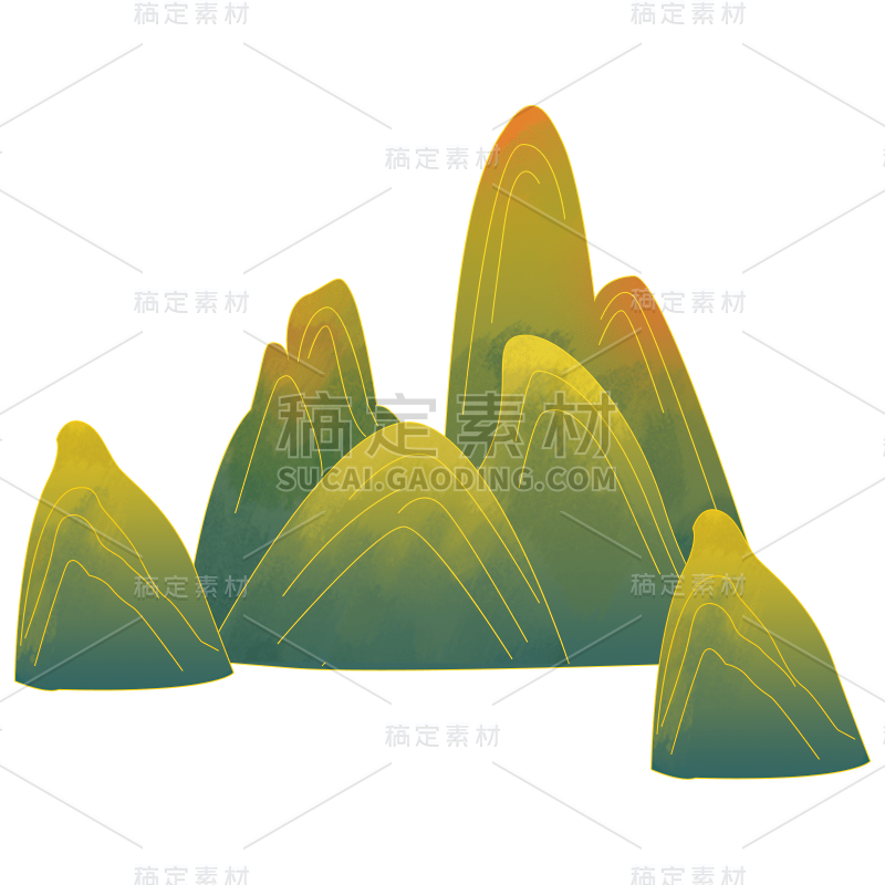 渐变青山中国风中秋节元素贴纸  