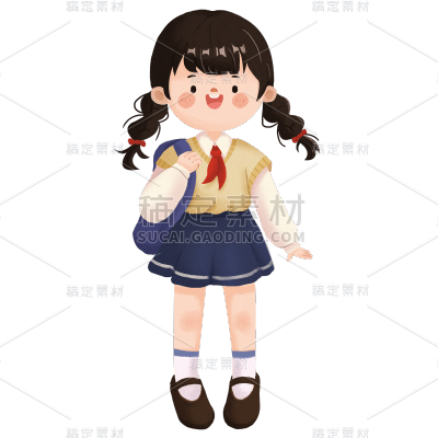 手绘-小学生开学季元素