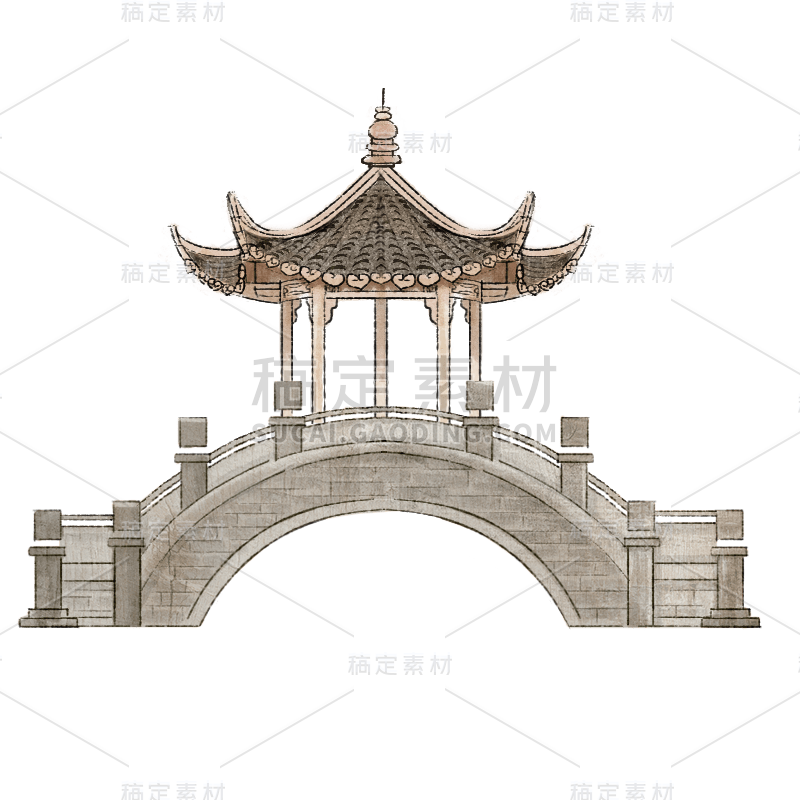 工笔画风-建筑元素-亭子