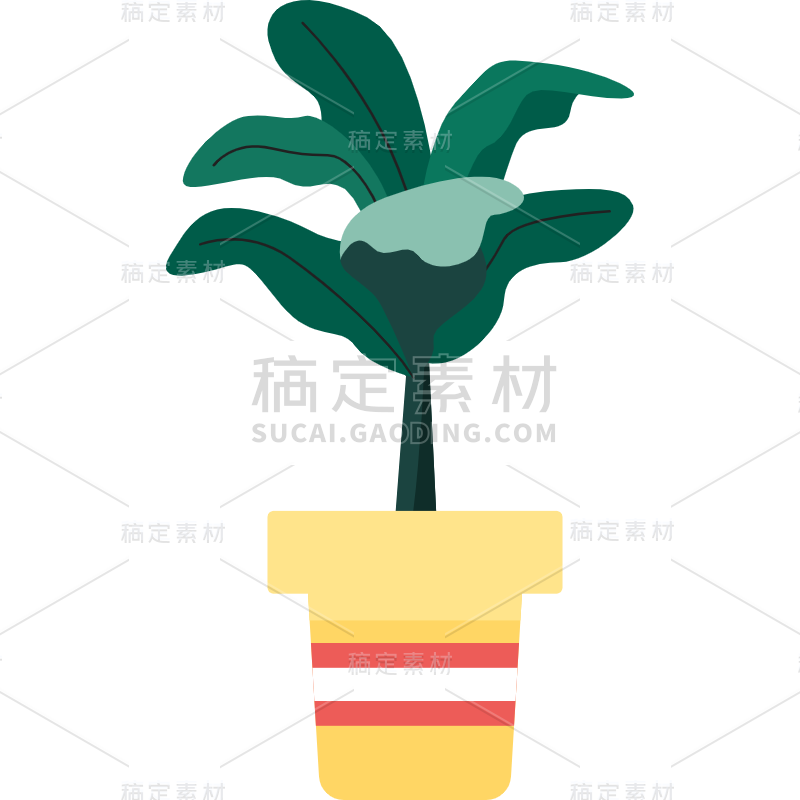 扁平套系素材-植物建筑