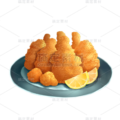 手绘中华小吃贴纸-鸡翅