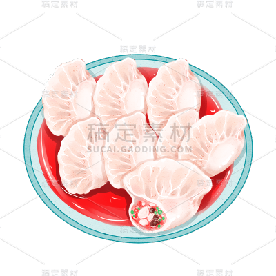 手绘-四川小吃贴纸-钟水饺