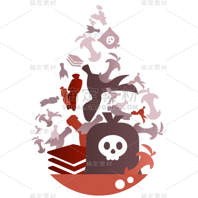 扁平风环保元素贴纸-垃圾