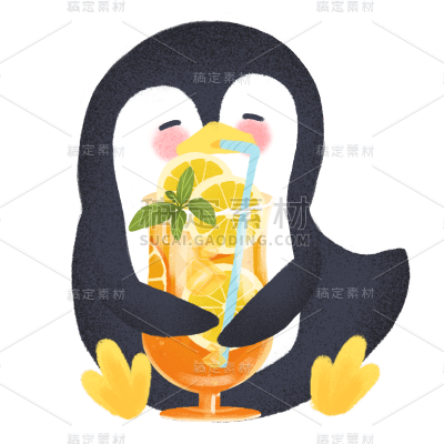 手绘-夏日寒带动物贴纸-企鹅