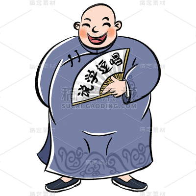 手绘-相声人物插画贴纸6