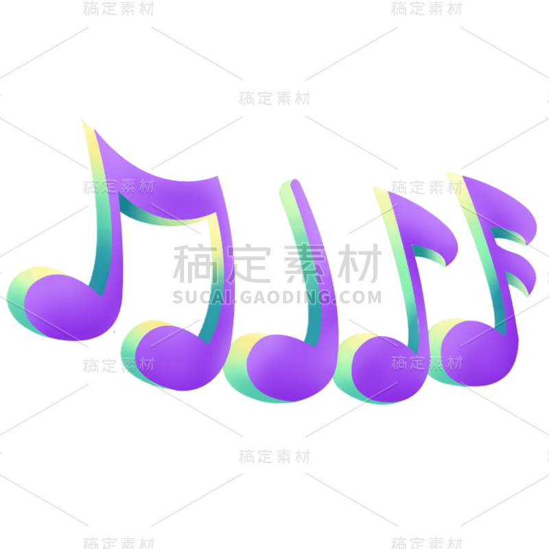 手绘-蒸汽波音乐元素贴纸-音符3