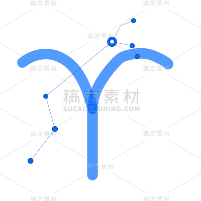 手绘-十二星座星轨贴纸SVG-白羊座