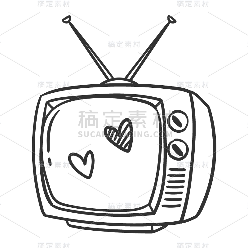 手绘-简约电影元素贴纸-SVG-电视机