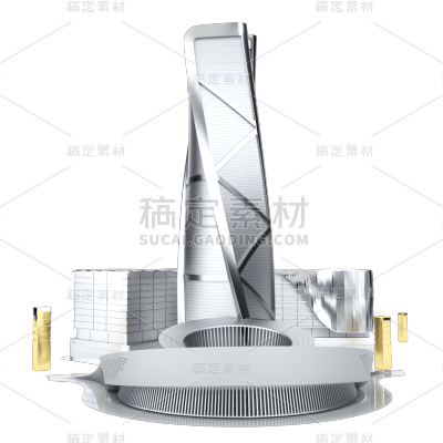 C4D银色金属质感地产建筑元素5
