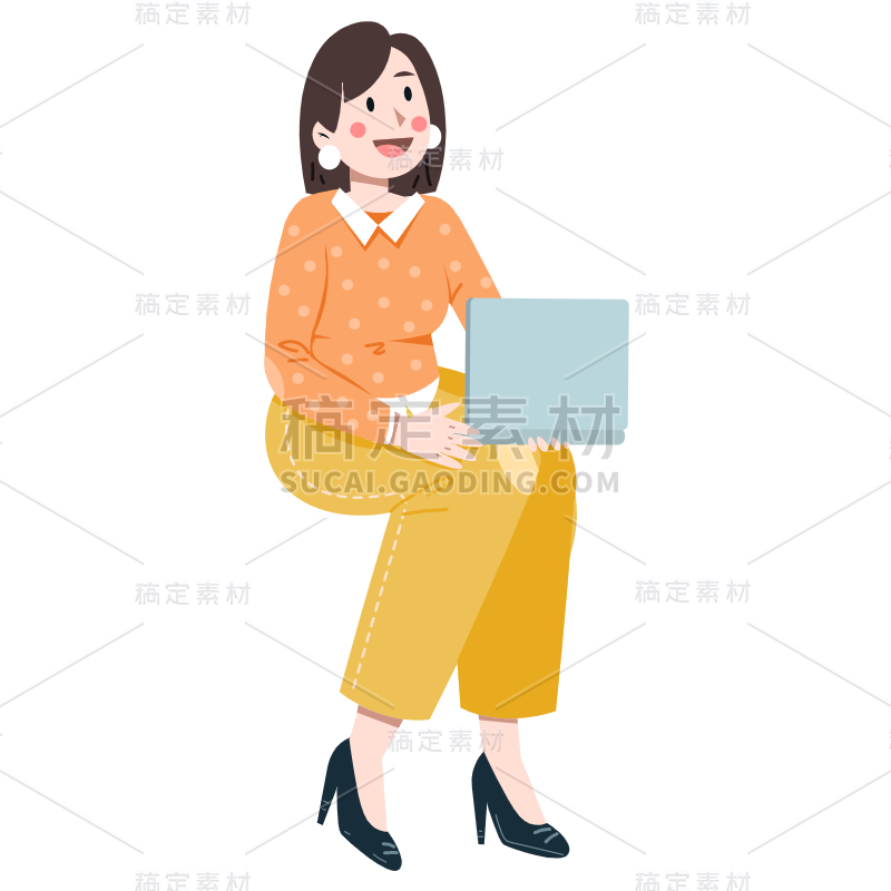 扁平-人物插画-SVG-女人1