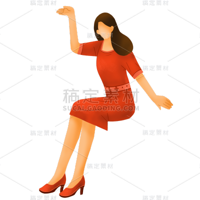 手绘-人物插画贴纸-女人1