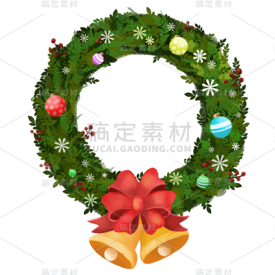 手绘-圣诞节元素节日贴纸-花环