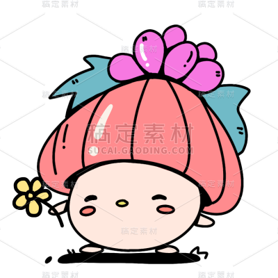 手绘-拟人化植物插画贴纸-多肉植物