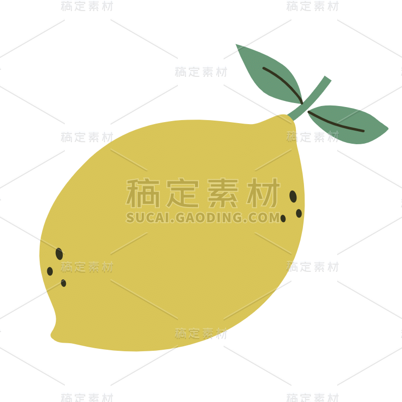 扁平-美食元素贴纸-SVG-柠檬