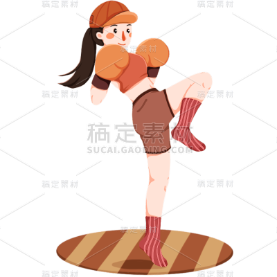 手绘-拳击运动人物插画4