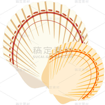 手绘-沙滩元素贴纸-贝壳
