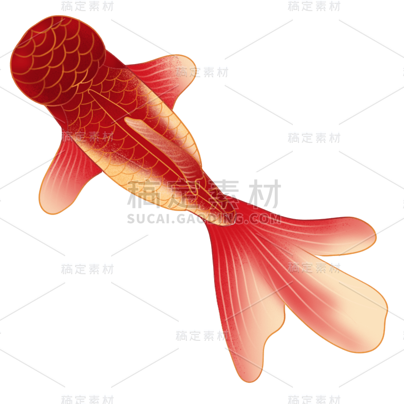 手绘-中国风元素金鱼锦鲤贴纸6