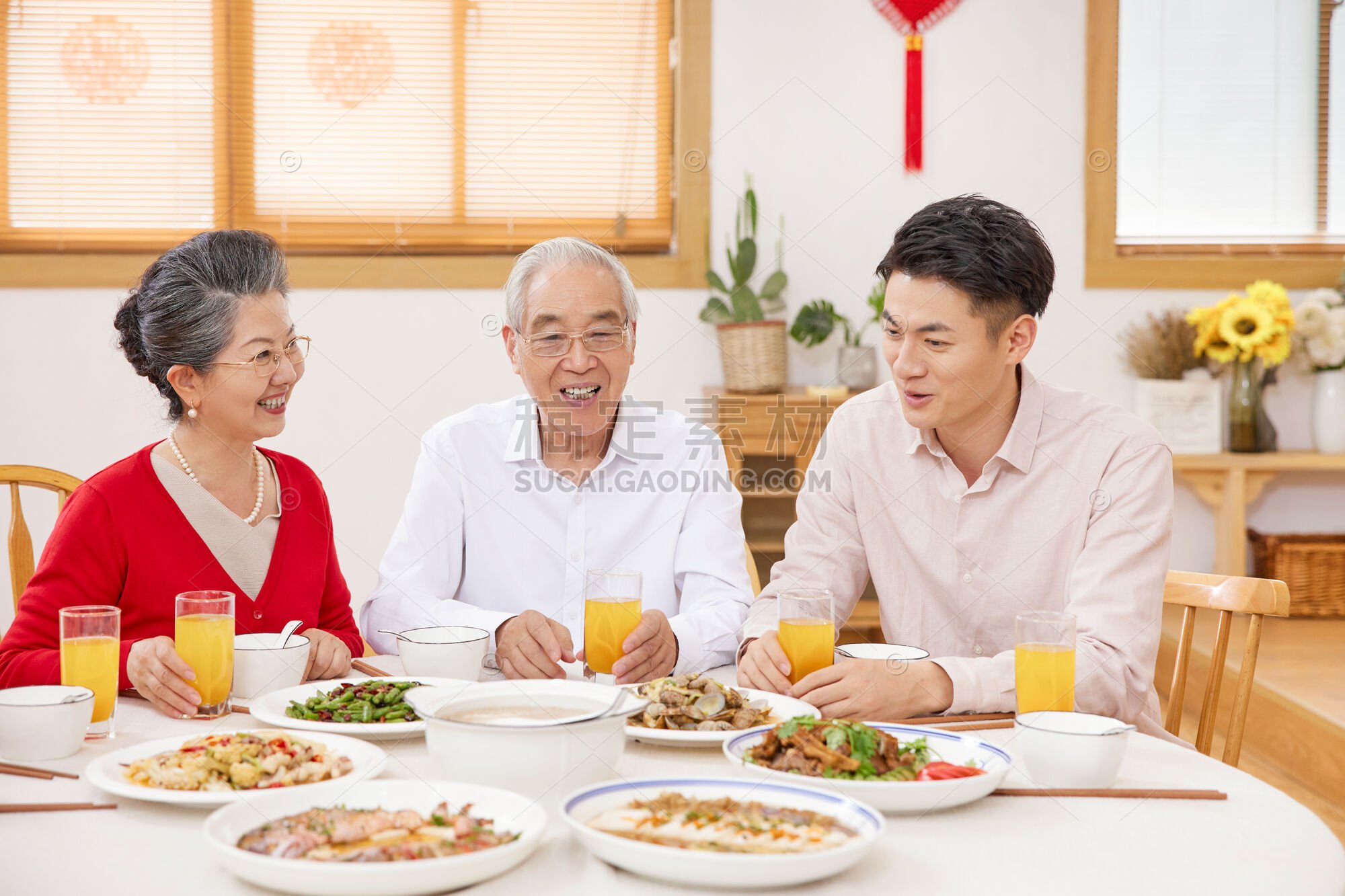 人物系列写实春节团聚一家人吃饭