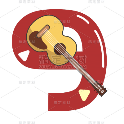 手绘-卡通扁平风创意数字组合-9