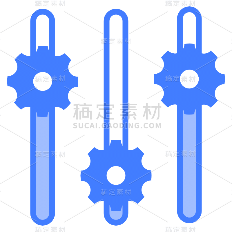 蓝色几何矢量齿轮工具元素