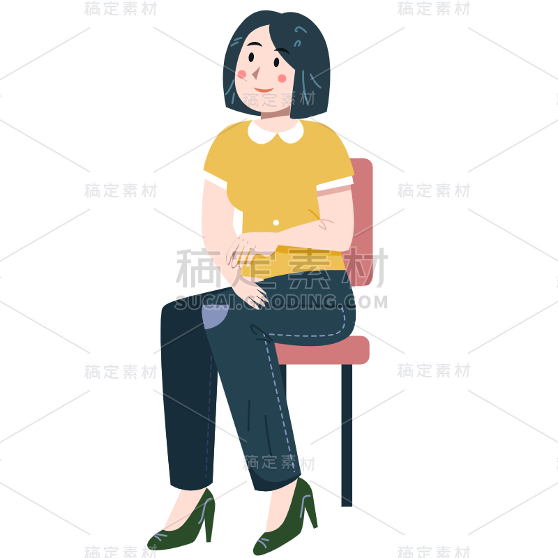 扁平-人物插画-SVG-女人3