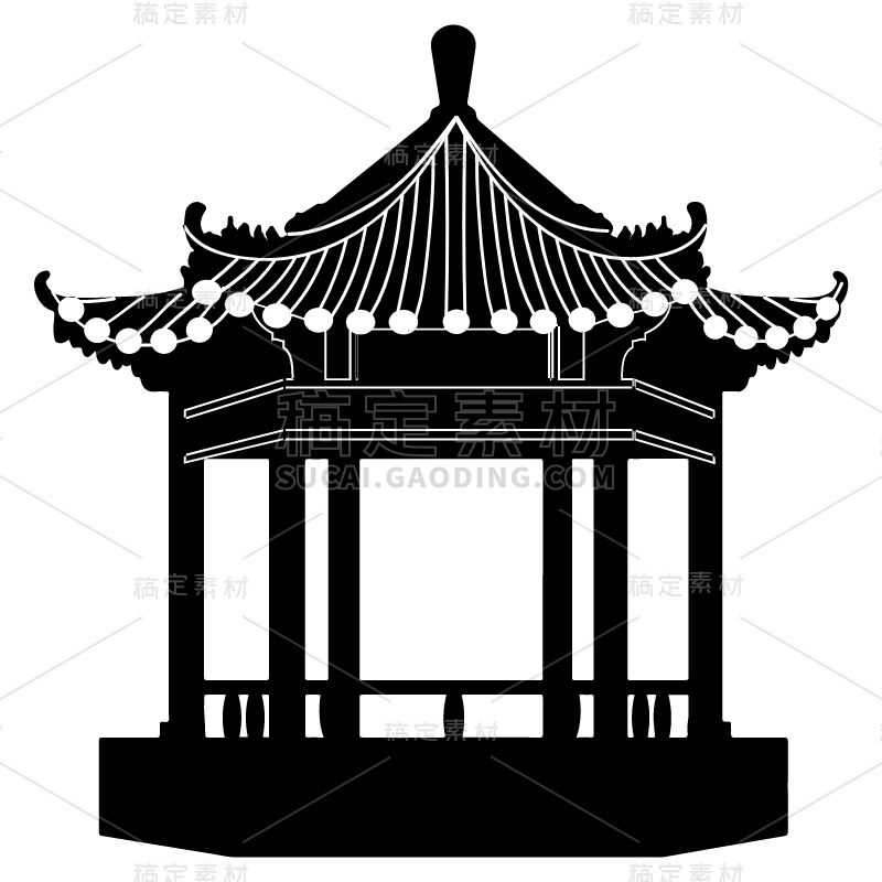 矢量凉亭元素建筑贴纸8