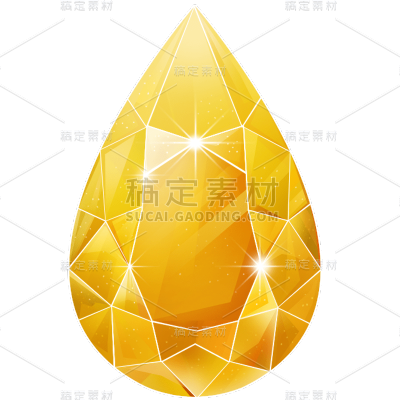 手绘黄色钻石宝石元素