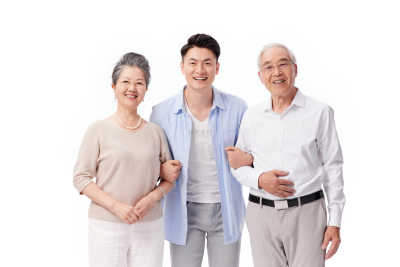 人物系列写实男人和爸妈手挽手
