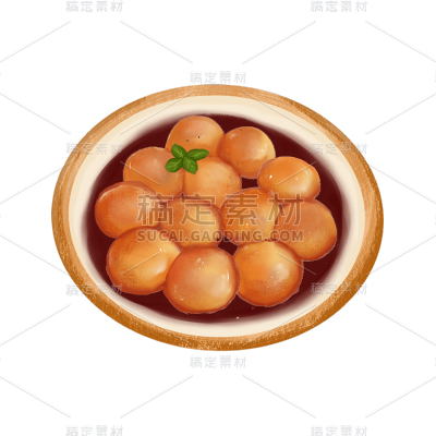 手绘-中国风美食贴纸-汤圆
