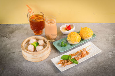 美食系列写实港式茶点小吃套餐