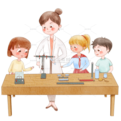 手绘-科学课教育学习人物场景4
