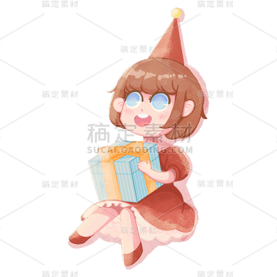 手绘风-生日元素-女孩