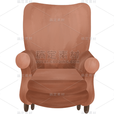 卡通棕色高靠背沙发