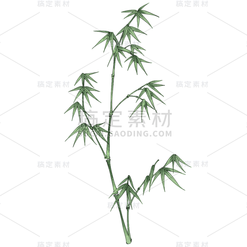 手绘-工笔画竹子植物贴纸3