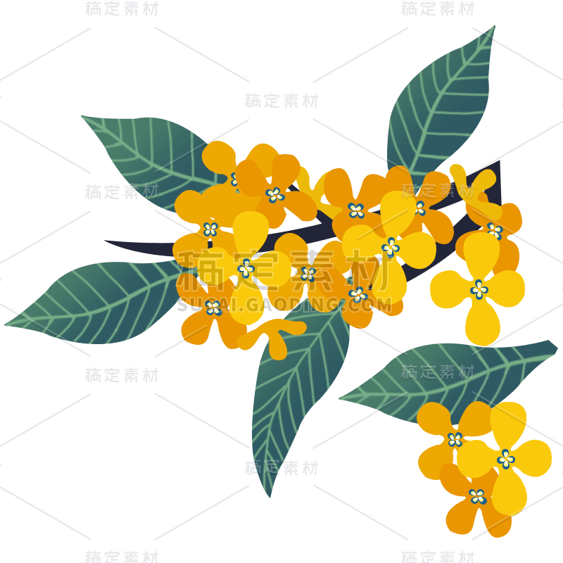 桂花文艺简约清新可爱中国风中秋节元素贴纸