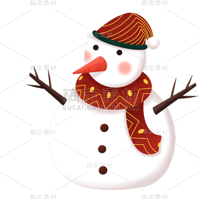 圣诞节肌理手绘手绘贴纸-雪人