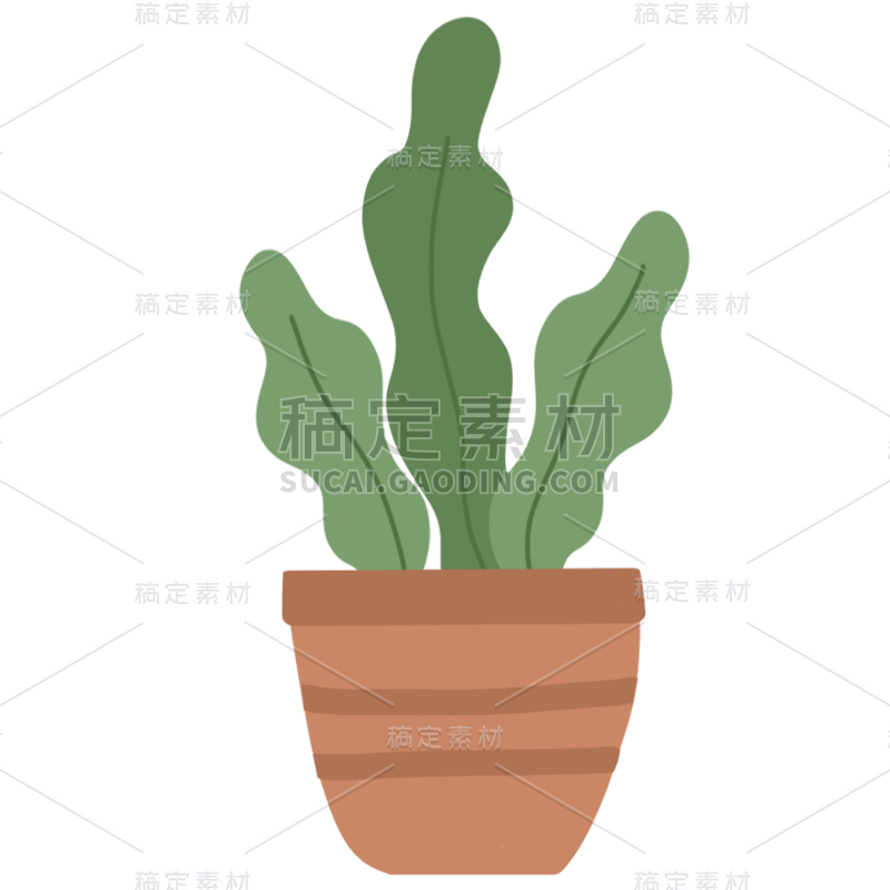 手绘-植物元素贴纸-盆栽1