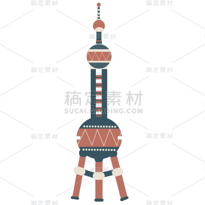 扁平-地标建筑插画-东方明珠