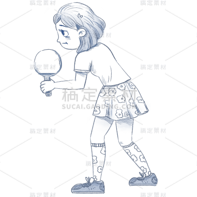 手绘-体育竞技元素贴纸人物6