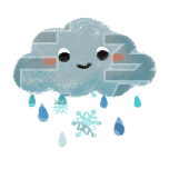 乌云雪花下雨灰手绘可爱动态贴纸