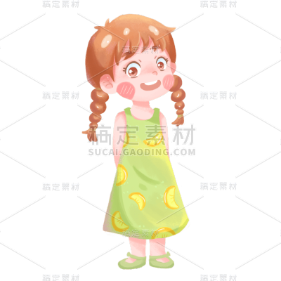 卡通手绘插画小女孩主题